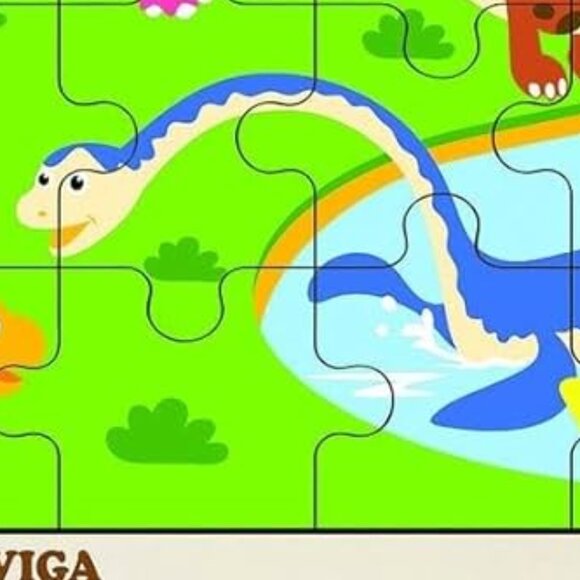 VIGA 24 Pcs Flat Wooden Puzzle w/Tray -Dinosaurs New Sealed For Age 2+ - Picture 8 of 14